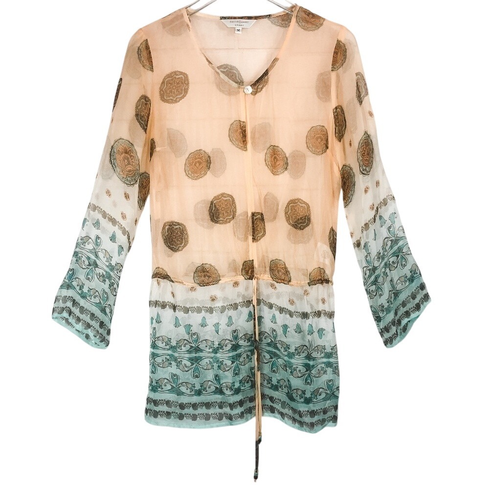 David Dart Sport Silk Sheer Boho Cover Up Tunic‎